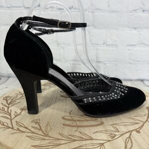 Predictions Mary Jane Women Size 7 Black Velvet Beaded Academia Y2K Shoes